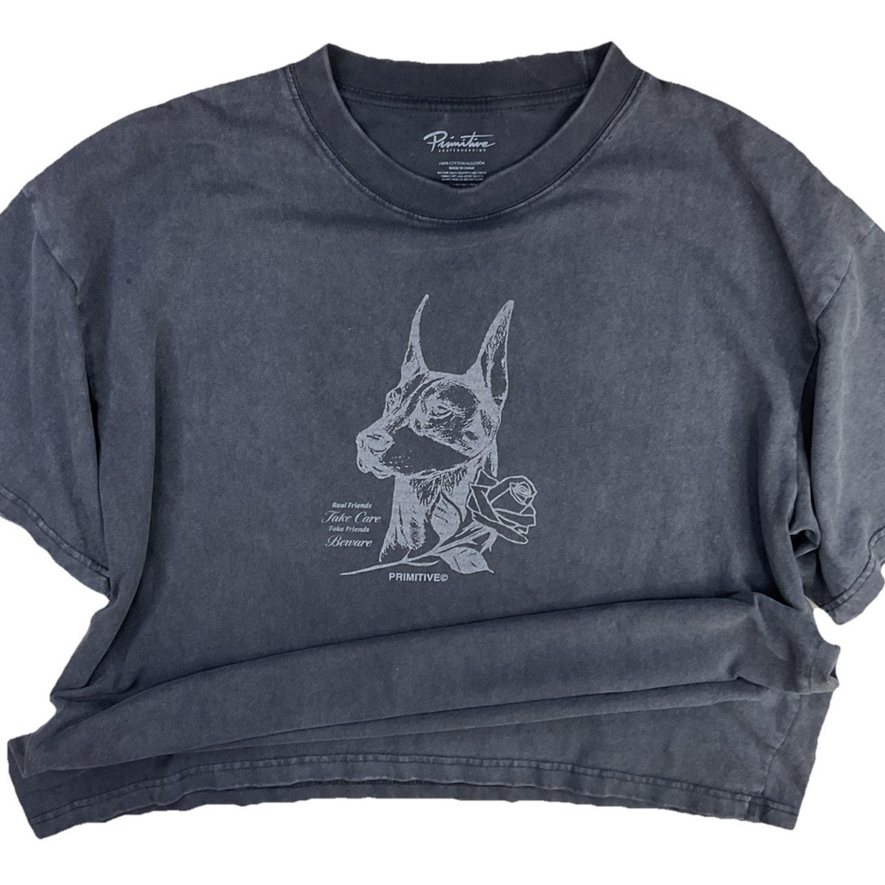 Primitive Skateboard T-Shirt XL Graphic Tee Dog Best Friends Takes Care Beware